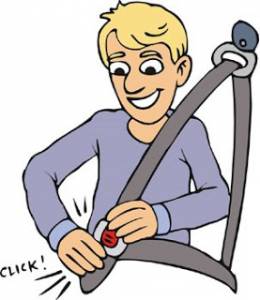Passenger clicking seatbelt cartoon